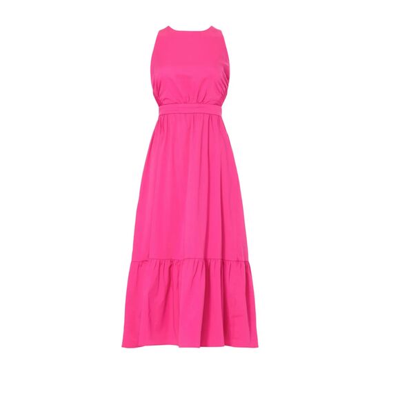 Peter Som Dresses & Skirts - Peter Som Hot Pink Tiered Barbiecore Cross Back Semi Formal Summer Midi Dress 6